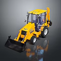 Yellow Construction Loader Model With Front Bucket Enclosed Cab And Reflective Surface 3d model