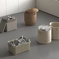 Woven Storage Baskets in Neutral Colors with Lids and Open Top for Home Organization