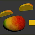 Fresh Ripe Mango With Sliced And Cubed Pieces On Dark Background