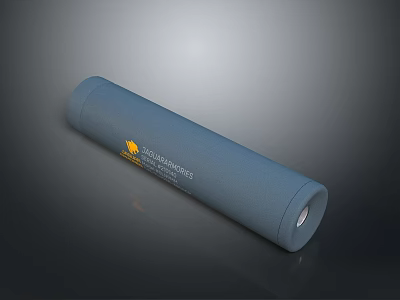 Gray Weapon Cylindrical Component Made Of Engineered Materials With Yellow Logo 3d model