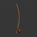Traditional Household Tool With Long Wooden Handle Wooden Container And Colorful Rope Decoration