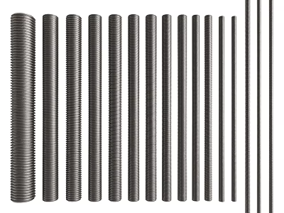 Stainless Steel Threaded And Smooth Rods In Various Lengths For Industrial Fastening 3d model