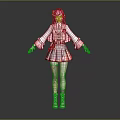 Anime Style Character With Pink Hair And Mythical Creature Inspired Tattoos In White Outfit