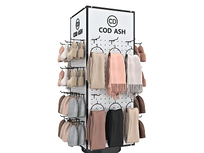 COD ASH Display Rack for Hanging Scarves and Hats in Various Colors with Multiple Hooks 3d model