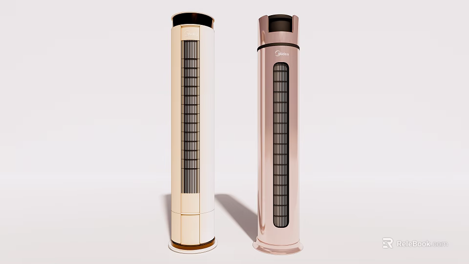 Modern Beige And Pink Vertical Tower Home Appliances With Grille Design 3d model 