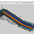Rainbow Colored Inflatable Slide Play Equipment With Surrounding Tires And Flags