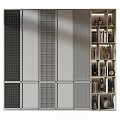 Modern Wooden Wall With Grid Design And Bookshelf Featuring Books And Decorations