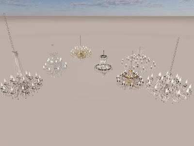 Elegant Crystal Chandeliers With Various Sparkling Designs And Hanging Styles 3d model