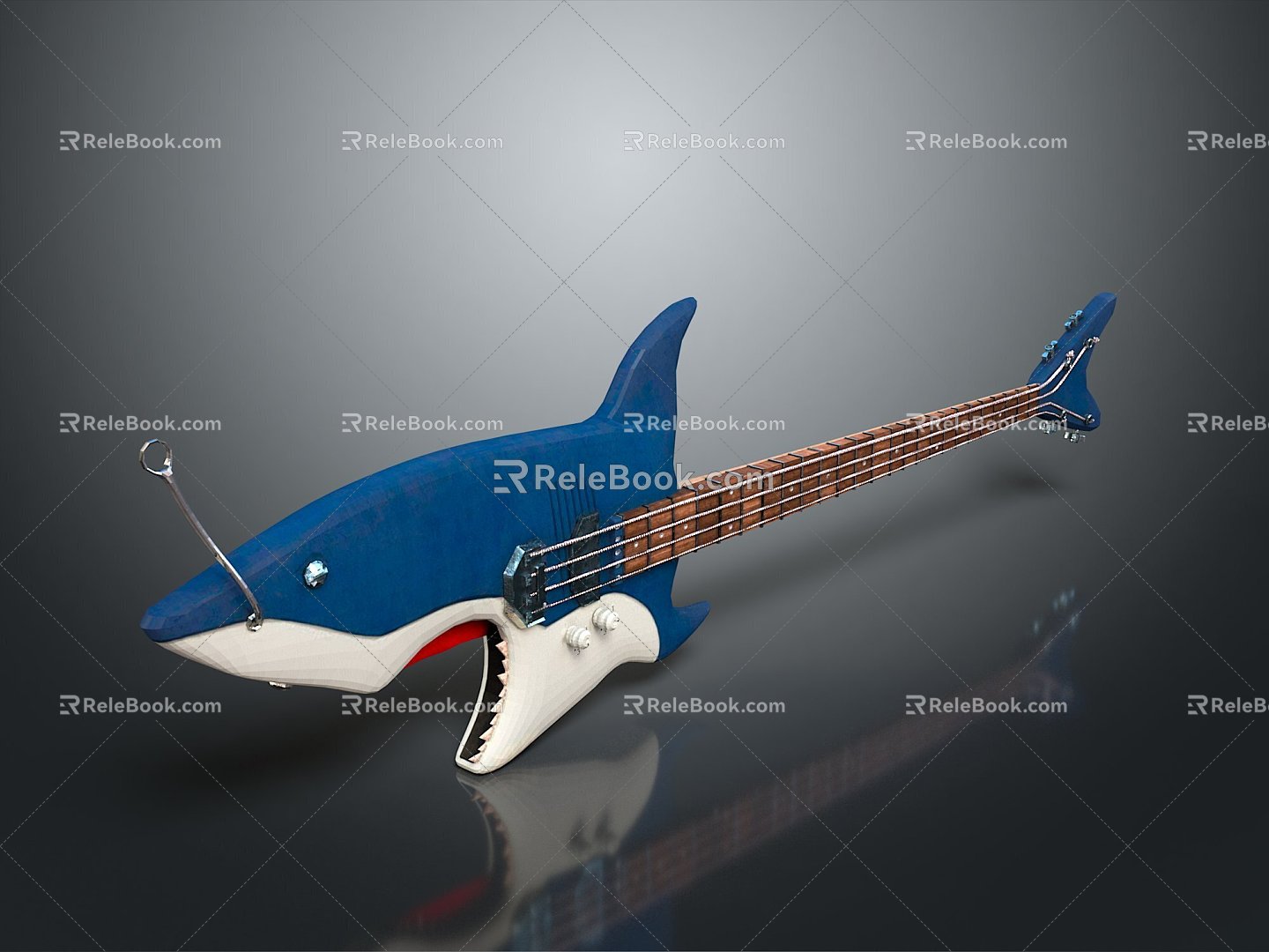 Modern Electric Guitar Shark Electric Guitar Electric Instrument Strings 3d model