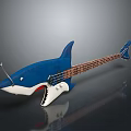 Blue Shark Shaped Electric Bass Guitar Unique Musical Instrument With Creative Design