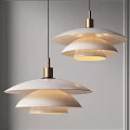 Modern Layered Pendant Chandeliers with White Shades and Golden Metal for Interior Decoration