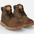 Brown Leather Work Boots with Lace Up Design Thick Sole and Sturdy Toe 3d model
