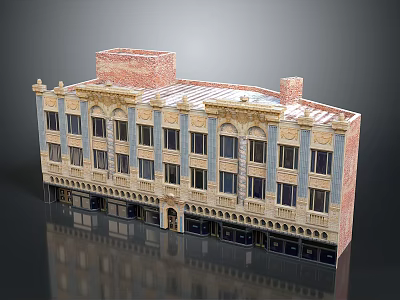 Classical School Building With Red Brick Roof Multiple Floors Large Windows And Decorative Facades 3d model