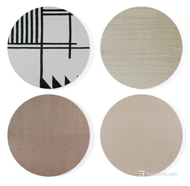 Modern Round Carpets Featuring Geometric Patterns And Neutral Textured Designs 3d model