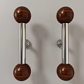 Stylish Door Handles With Brown Wooden Balls And Silver Metal Bars Design