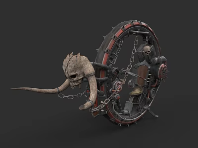 Fantasy Military Vehicle With Skull Horns Chains Gears And Spiked Circular Design 3d model
