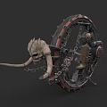 Fantasy Military Vehicle With Skull Horns Chains Gears And Spiked Circular Design