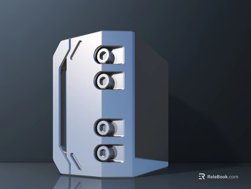 Smart Machine With Metallic Finish Silver Cube Shaped Body And Circular Side Components 3d model