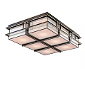 Modern Square And Round Ceiling Lights With Metal Frame And Glass Panel 3d model