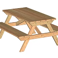 Light Wood Outdoor Picnic Table and Bench Set with Simple Design