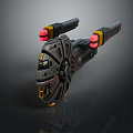 Futuristic Cosmic Spaceship Design With Cockpit Engines Red Lights And Gray Body