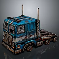 Vintage Blue Truck With Broken Windows Graffiti And Rustic Design Details