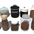 Ceramic Storage Jars with Coffee Beans and Grains for Kitchen Pantry Organization 3d model