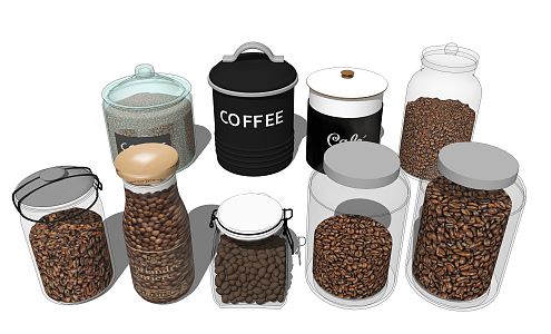 Modern glass bottle coffee beans 3d model