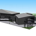 Modern Museum Building Architecture With Geometric Roof And Glass Facade Open Plaza