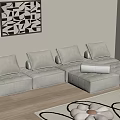 Poliform modern tofu block sofa multiplayer combination 3d model