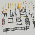 Different Types Of Construction Machinery With Cranes Steel Frames And Equipment