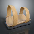 Curved Yellow Straps Cushion Featuring Soft Fabric Surface And Dark Stable Base 3d model