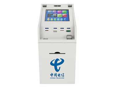 Public Facility China Telecom Self Service Kiosk With Colorful Screen And Multiple Ports 3d model