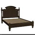 Traditional Wooden Double Bed With Carved Headboard And Solid Frame Design 3d model