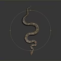 Brown Scaled Reptile Snake With Coiled Body And Pattern On Dark Background 3d model