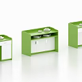 Green and White Functional Table with Modern Design Cabinets and Drawers 3d model