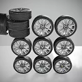 Multiple Automotive Tires Neatly Stacked And Arranged With Stylish Alloy Rims
