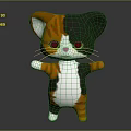 Cute 3D Cartoon Cat Character With Orange Black White Fur And Green Eyes