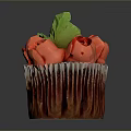 Colorful Cupcake With Red Rose Decorations And Green Leaf On Top