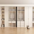 Modern White Built-in Wardrobe With Glass Doors Shelves And Drawers