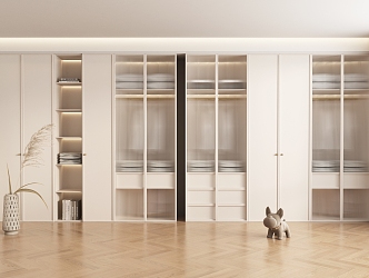 modern wardrobe cream wardrobe 3d model