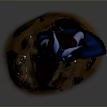 Blue Skinned Horned Armored Game Movie Character Standing On Rock Base Statue