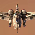 Striking Red and White Fighter Jet with Sleek Wings Multiple Engines Detailed Sci Fi Model 3d model