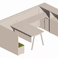Modern Office Desk With Partition Workspace Closed Cabinets And Open Shelves