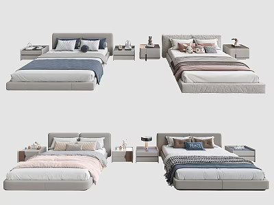 Stylish Children's Bed Designs With Soft Bedding Colorful Pillows And Side Tables 3d model