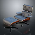 Modern Comfortable Leather Lounge Chair With Matching Ottoman And Wooden Frame