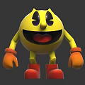 Cute Yellow Cartoon Figure Decorative Ornament Set With Pac Man Style Red Gloves And Boots