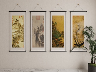 New Chinese Landscape Scroll Landscape Hanging Painting 3d model