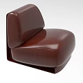 Brown Leather Single Sofa with Modern Curved Design and Sleek Appearance 3d model