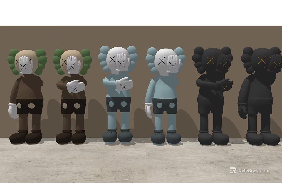 Assorted Color Art Collectible Figures With Crossed Eyes And Unique Poses 3d model 
